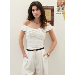 OGL Top Size XS NEW Criss Cross Off Shoulder New Airy Brami EcoSkinKiss White